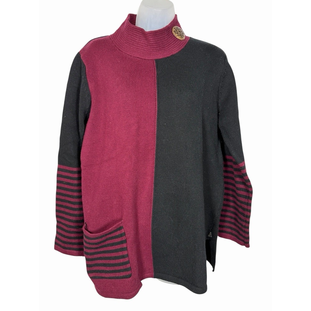 Neon Buddha Serene Pullover Sweater XL Colorblock Artsy Lagenlook Tunic